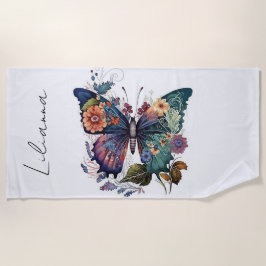 蝶パーソナライズされた ビーチタオル
