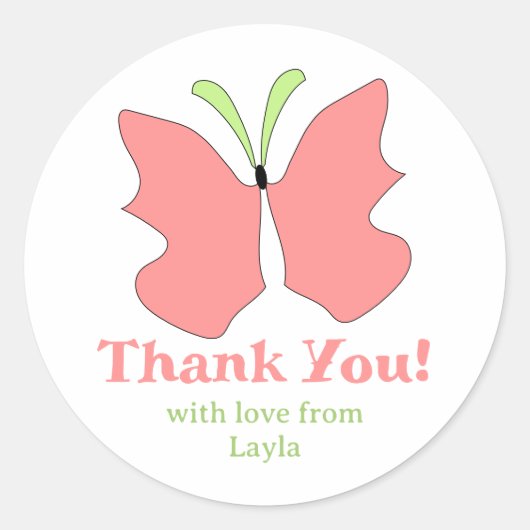 蝶パーティー サンキュー ラウンドシール (正面)