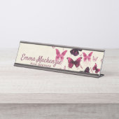 蝶パープルデスク名プレートステーションサイン デスクネームプレート (正面)