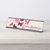 蝶パープルデスク名プレートステーションサイン デスクネームプレート (正面)