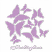 蝶パープルホワイトカーステッカー シール (正面)