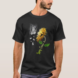 蝶ヒマワリ肺がん認識度 Tシャツ