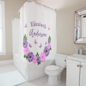 蝶ピンクと紫 シャワーカーテン (インサイチュ)