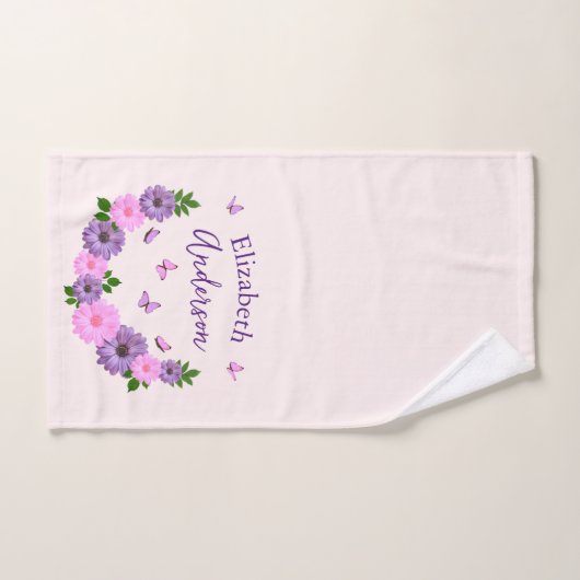 蝶ピンクと紫 ハンドタオル (ハンドタオル)