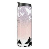 蝶ピンクのスパークモノグラムのル名 タンブラー (回転右)