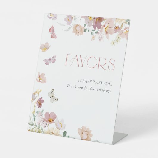 蝶ピンクのフローラの好意ブライダルシャワー 台座サイン (正面)