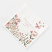 蝶ピンクのフローラ野生の花の女の子の赤ちゃんシャワー (コーナー)