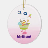 蝶ピンクのベビーでキュートな動物園の動物アーク セラミックオーナメント (左)