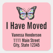 蝶ピンクの動く発表を移動した スクエアシール (正面)