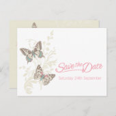 蝶ピンクの白いクリームは日付カードを保存 案内ポストカード (正面/裏面)