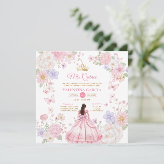 蝶ピンクパープルキンセアニラ15アノス 招待状 (スタンド正面)