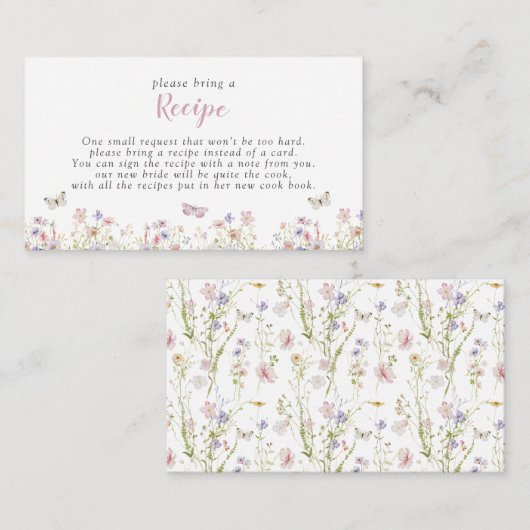 蝶ピンクフローラお願い持って来るレシピ エンクロージャーカード (正面/裏面)