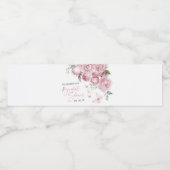 蝶ピンクフローラブライダルシャワーパーティー ペットボトルラベル (シングルラベル)