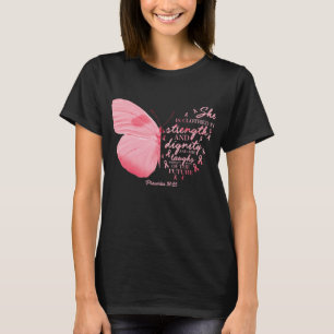 蝶ピンクリボン乳がん Tシャツ