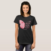 蝶ピンクリボン乳癌の宗教的な女性 Tシャツ (正面フル)