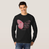 蝶ピンクリボン乳癌の宗教的な女性 Tシャツ (正面フル)