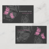 蝶ピンク及び暗くエレガントなモダン 名刺 (正面/裏面)
