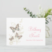 蝶ピンク白クリーム結婚式招待状 招待状 (スタンド正面)