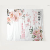 蝶ピンク赤面ブライダルシャワーバックドロップ タペストリー (正面(横))