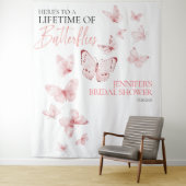 蝶ピンク赤面ブライダルシャワーバックドロップ タペストリー (インサイチュ)
