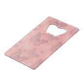 蝶ピンク クレジットカード栓抜き (正面アングル)