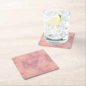 蝶ピンク スクエアペーパーコースター (インサイチュ)