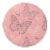 蝶ピンク セラミックノブ (正面)