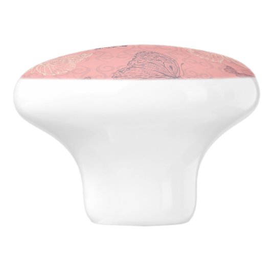 蝶ピンク セラミックノブ (側面)