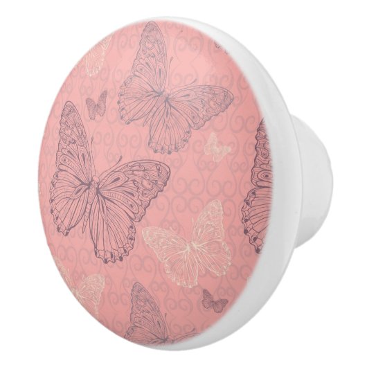 蝶ピンク セラミックノブ (右)