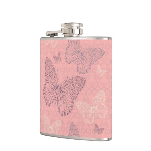 蝶ピンク フラスク (左)