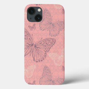 蝶ピンク iPhone 13ケース