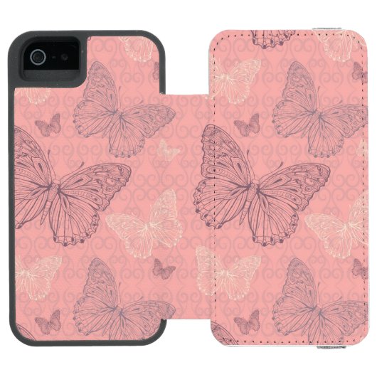 蝶ピンク INCIPIO iPhoneウォレットケース (フォリオ Open)
