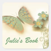 蝶ファンシーと花 スクエアシール (正面)