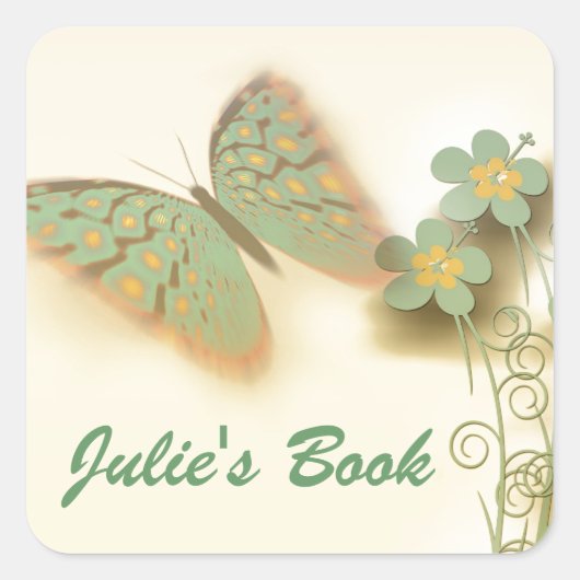 蝶ファンシーと花 スクエアシール (正面)