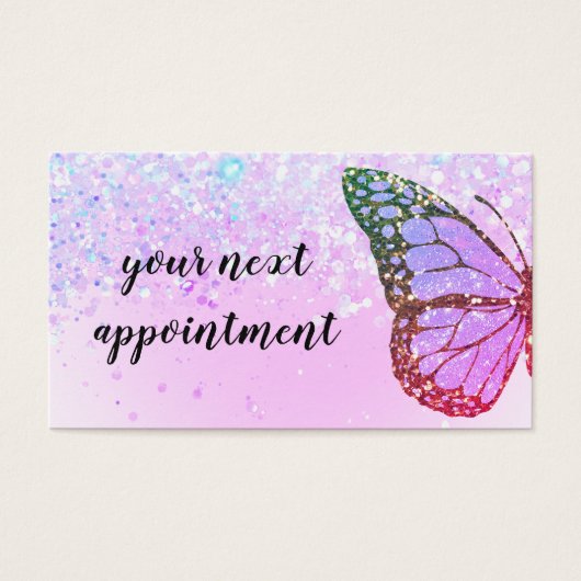 蝶フェイクグリッターアポイントメントカード (正面)