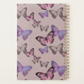 蝶フェミニン...前向きタイポグラフィ – ピンク プランナー手帳 (裏面)