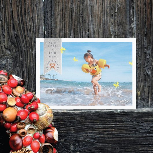 蝶フォトクリスマスカード 招待状