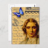 蝶フランスのの婦人 ポストカード (正面/裏面)