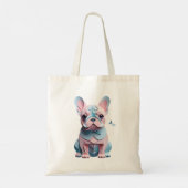 蝶フランスの紙切り絵とブルドッグ トートバッグ (裏面)