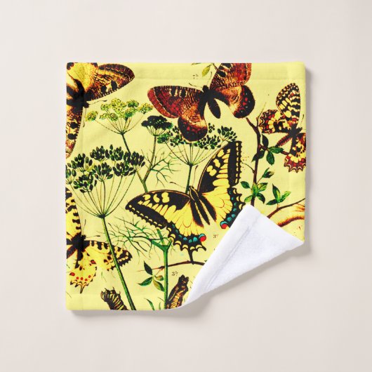 蝶フランスの類 バスタオルセット (ウォッシュタオル)