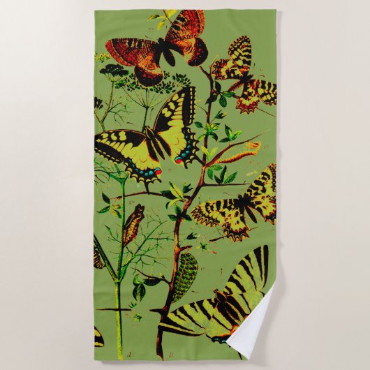 蝶フランスの類 ビーチタオル (正面)