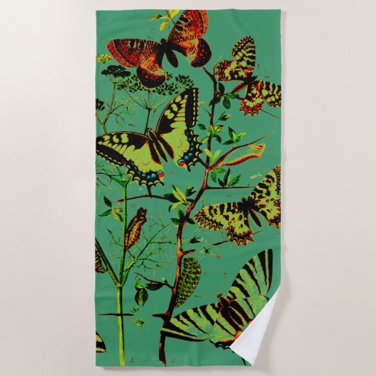 蝶フランスの類 ビーチタオル (正面)