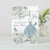 蝶フローラガーデンブルードレスsweet sixteen 招待状 (スタンド正面)