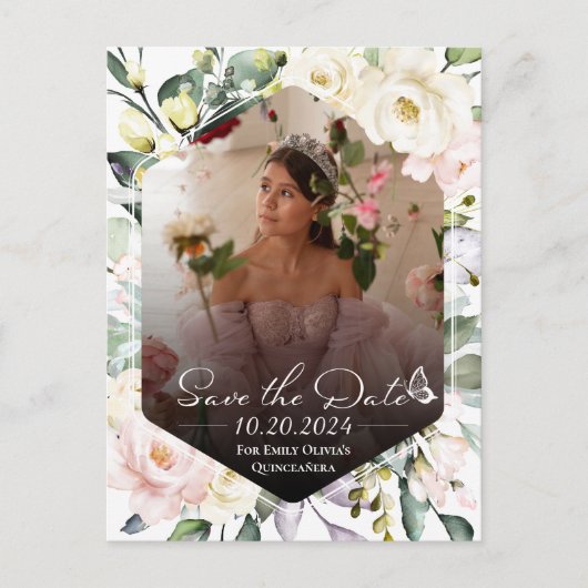 蝶フローラキンセアニェラ写真保存日 ポストカード (正面)