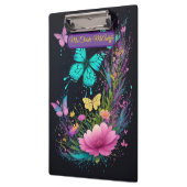 蝶フローラグリーンイエローピンクかわいい先生 クリップボード (左)