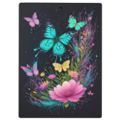 蝶フローラグリーンイエローピンクかわいい先生 クリップボード (裏面)