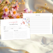 蝶フローラブライダルシャワーレシピカード 招待状