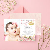 蝶フローラプリンセス写真1st誕生日 招待状