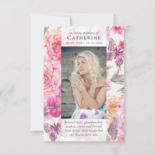 蝶フローラ写真悔やみや弔慰葬儀記念館 サンキューカード (裏面)