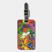 蝶フローラ天然金ゴールド金属 ラゲッジタグ (正面縦)